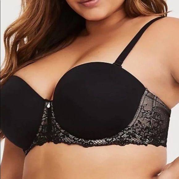 NWT Torrid Black Microfiber Lightly Lined Multi-way Convertible Strapless Bra - Picture 3 of 9
